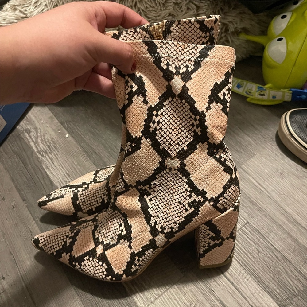 Pretty Little Thing Snakeskin Patterned Ankle Boots